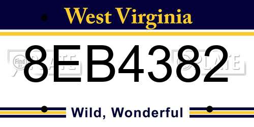 8EB4382 West Virginia License Plate