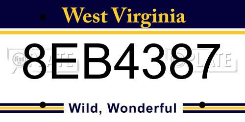 8EB4387 West Virginia License Plate