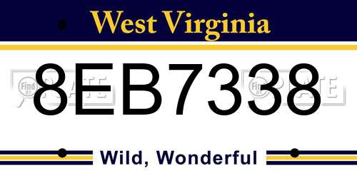 8EB7338 West Virginia License Plate