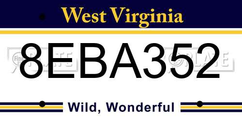 8EBA352 West Virginia License Plate