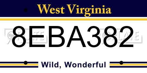 8EBA382 West Virginia License Plate