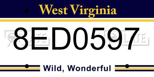 8ED0597 West Virginia License Plate