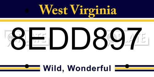 8EDD897 West Virginia License Plate