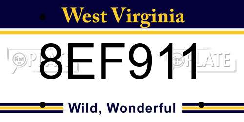 8EF911 West Virginia License Plate