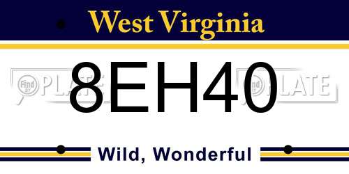 8EH40 West Virginia License Plate