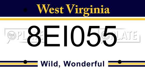 8EI055 West Virginia License Plate
