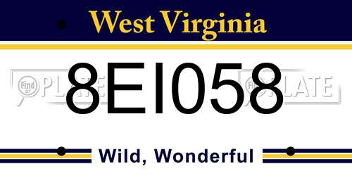 8EI058 West Virginia License Plate