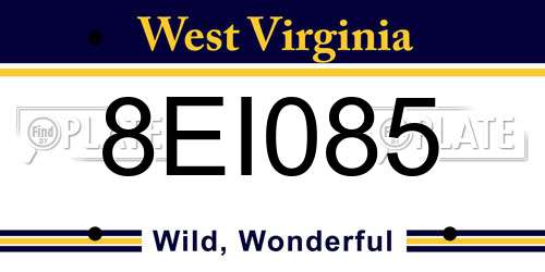 8EI085 West Virginia License Plate
