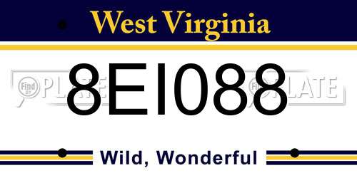 8EI088 West Virginia License Plate
