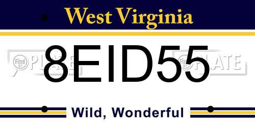 8EID55 West Virginia License Plate