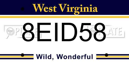 8EID58 West Virginia License Plate