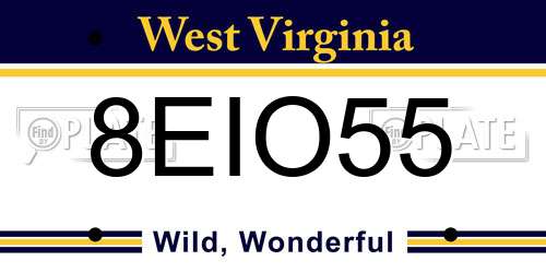 8EIO55 West Virginia License Plate