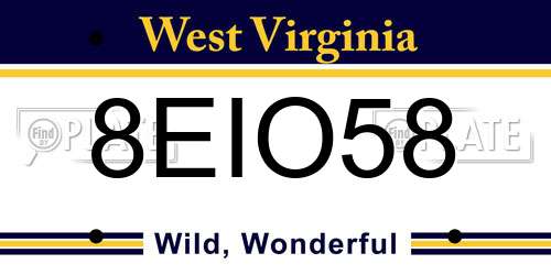 8EIO58 West Virginia License Plate
