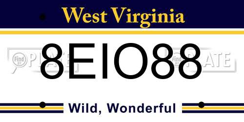 8EIO88 West Virginia License Plate