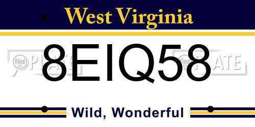 8EIQ58 West Virginia License Plate