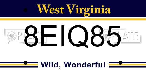 8EIQ85 West Virginia License Plate