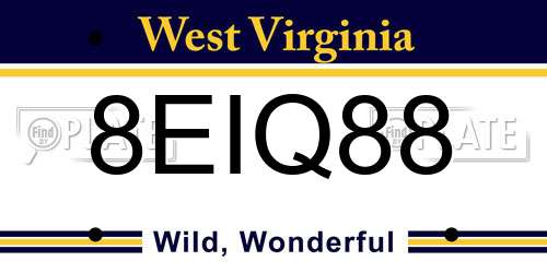 8EIQ88 West Virginia License Plate