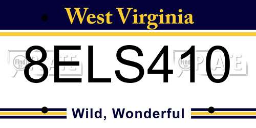 8ELS410 West Virginia License Plate
