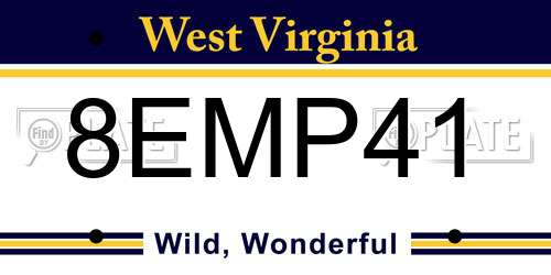8EMP41 West Virginia License Plate