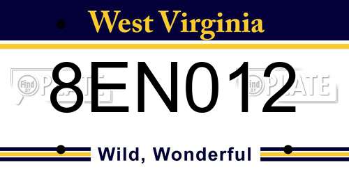 8EN012 West Virginia License Plate