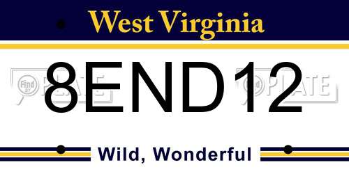 8END12 West Virginia License Plate