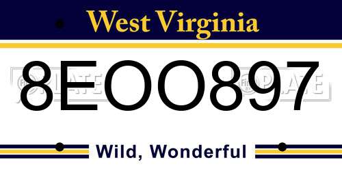 8EOO897 West Virginia License Plate