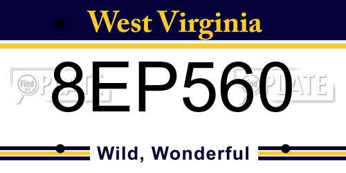 8EP560 West Virginia License Plate