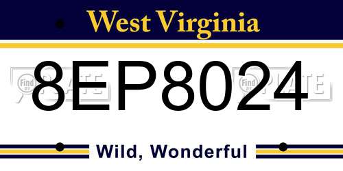8EP8024 West Virginia License Plate