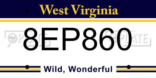 8EP860 West Virginia License Plate