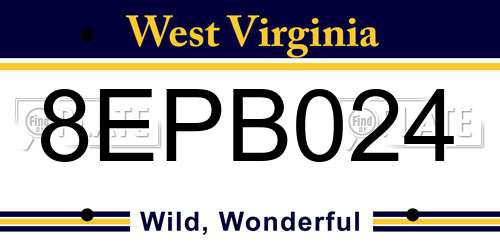 8EPB024 West Virginia License Plate