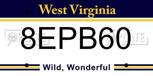 8EPB60 West Virginia License Plate