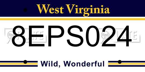 8EPS024 West Virginia License Plate