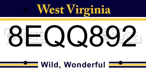 8EQQ892 West Virginia License Plate
