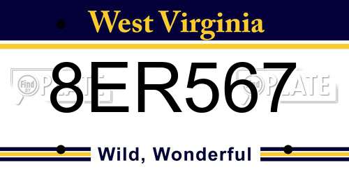 8ER567 West Virginia License Plate