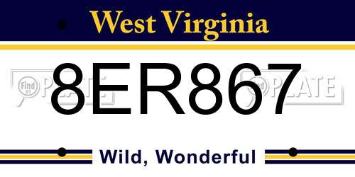 8ER867 West Virginia License Plate