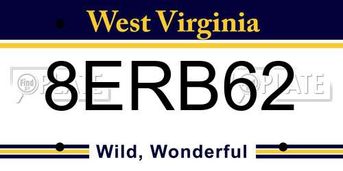 8ERB62 West Virginia License Plate