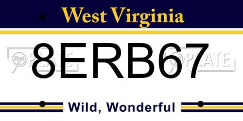 8ERB67 West Virginia License Plate