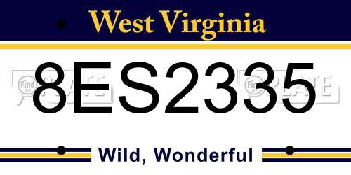 8ES2335 West Virginia License Plate