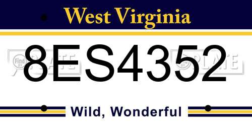 8ES4352 West Virginia License Plate