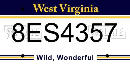 8ES4357 West Virginia License Plate