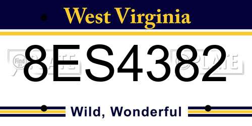 8ES4382 West Virginia License Plate