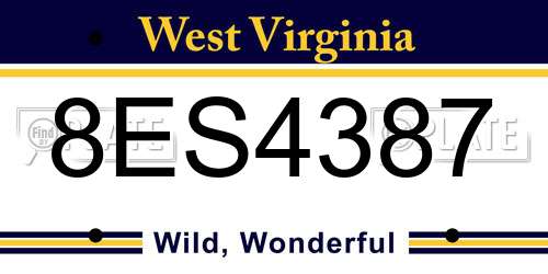 8ES4387 West Virginia License Plate