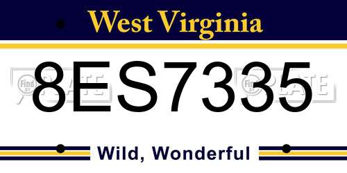 8ES7335 West Virginia License Plate