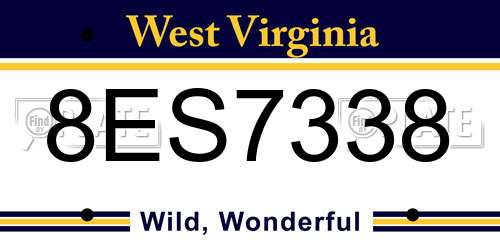 8ES7338 West Virginia License Plate