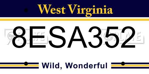 8ESA352 West Virginia License Plate