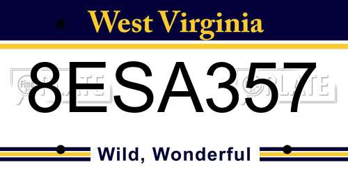 8ESA357 West Virginia License Plate