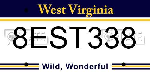 8EST338 West Virginia License Plate