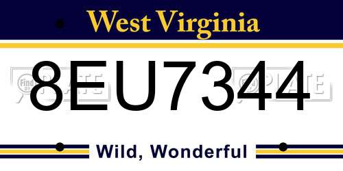 8EU7344 West Virginia License Plate
