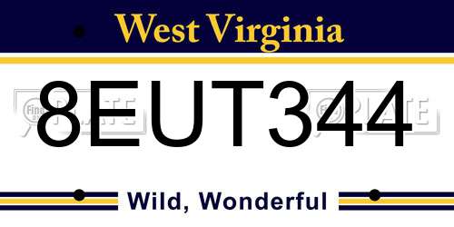 8EUT344 West Virginia License Plate