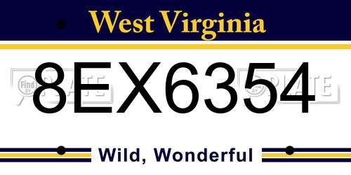 8EX6354 West Virginia License Plate